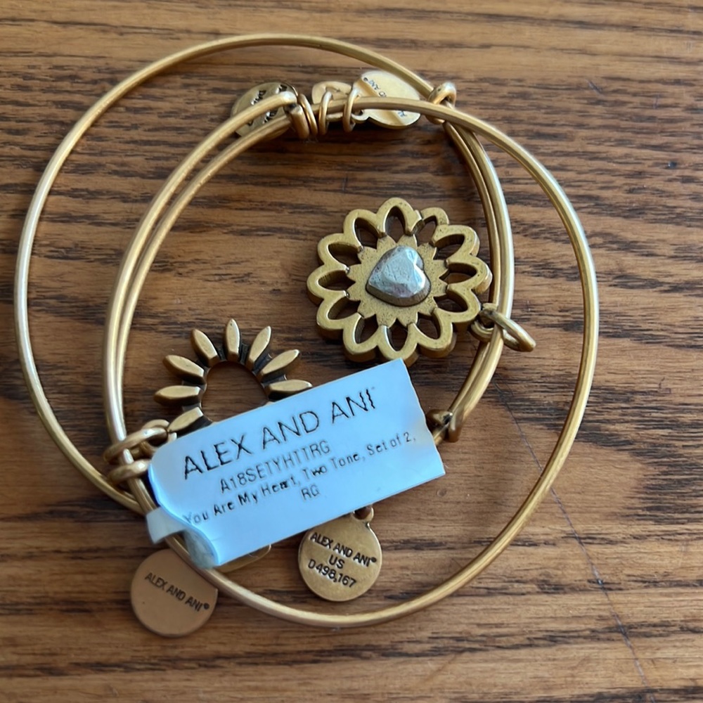 NWT Alex and Ani Two tone “You are my heart” bracelets